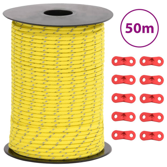 Stanové lanko s reflexními proužky a napínáky 50 m 3 mm