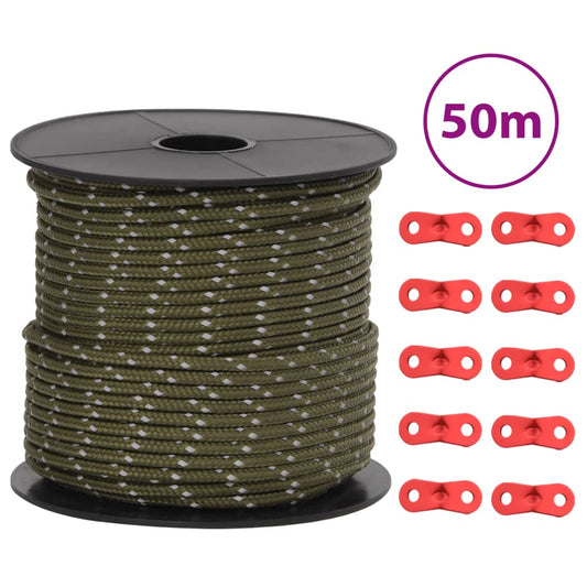 Stanové lanko s reflexními proužky a napínáky 50 m 4 mm