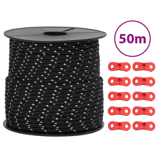 Stanové lanko s reflexními proužky a napínáky 50 m 4 mm