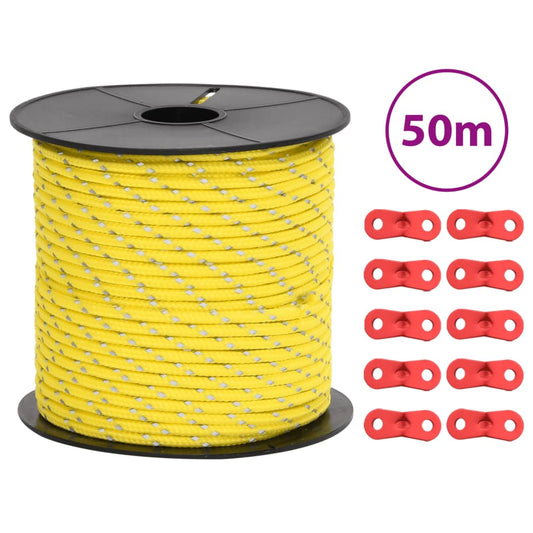 Stanové lanko s reflexními proužky a napínáky 50 m 4 mm