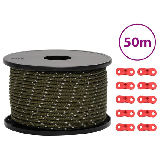 Stanové lanko s reflexními proužky a napínáky 50 m 5 mm