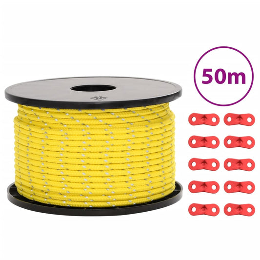 Stanové lanko s reflexními proužky a napínáky 50 m 5 mm