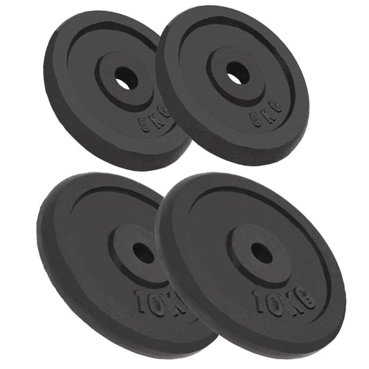 Kotouče na činky 4 ks 2x 10 kg + 2x 5 kg litina