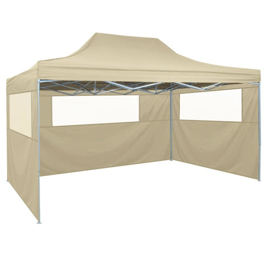 Skládací stan se 3 stěnami 3 x 4,5 m krémový