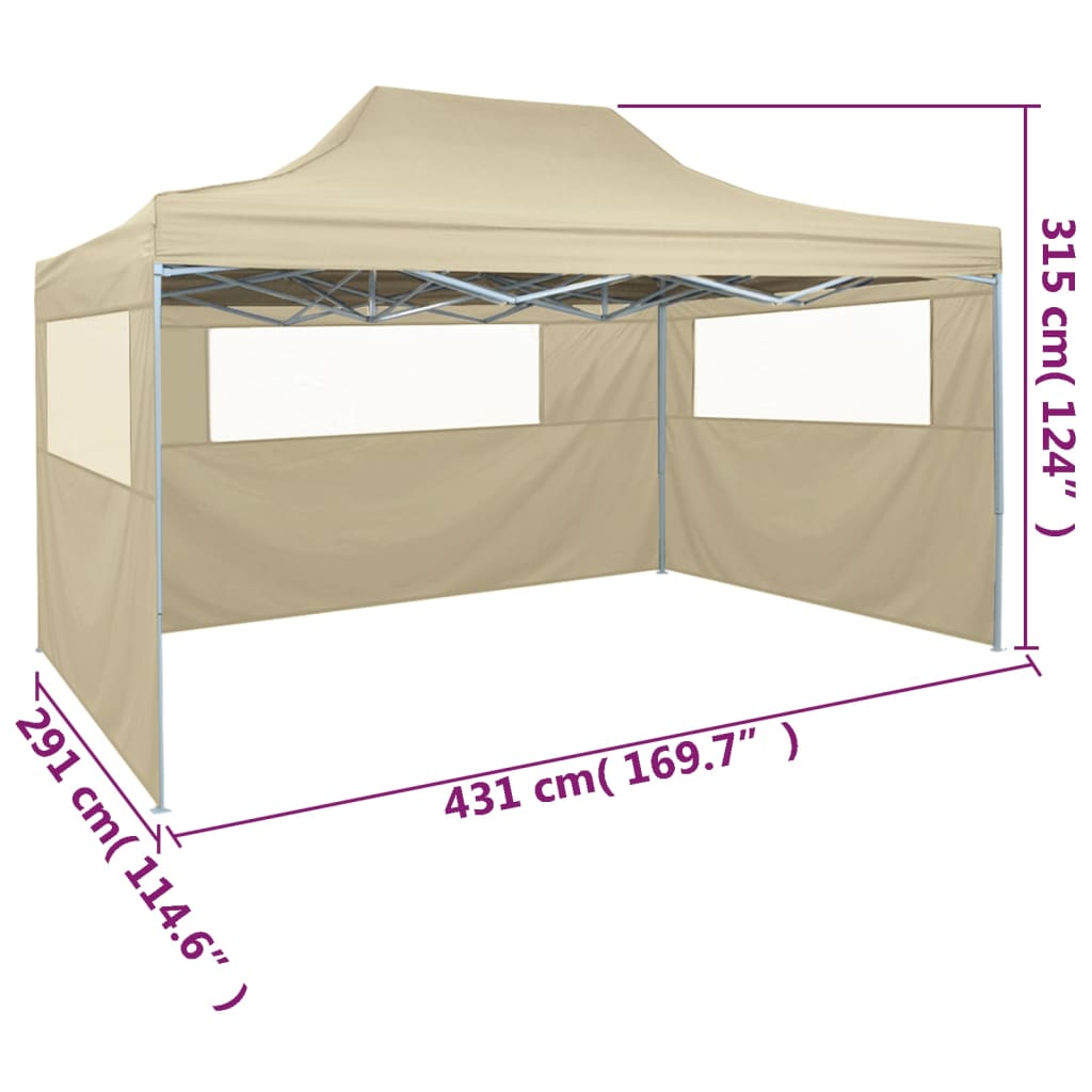 Skládací stan se 3 stěnami 3 x 4,5 m krémový