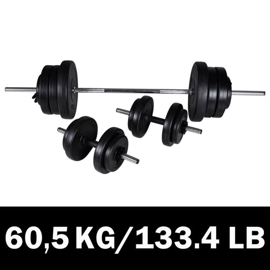 Vzpěračská činka + sada 2 činek 60,5 kg