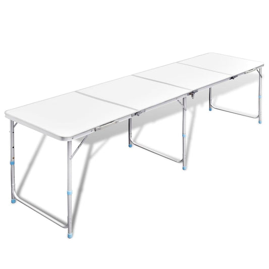 Skládací kempingový stůl s nastavitelnou výškou 240 x 60 c m hliník