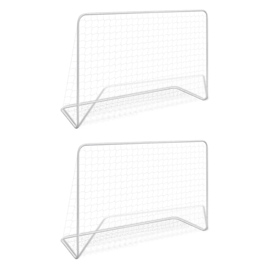Fotbalové branky 2 ks se sítí 182 x 61 x 122 cm ocelové bílé