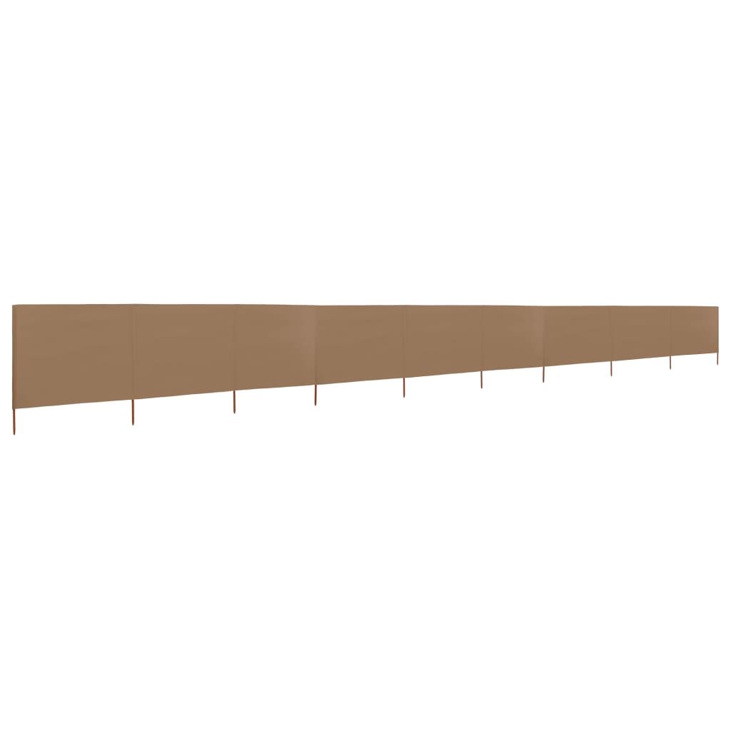 9dílná zástěna proti větru textil 1200 x 120 cm taupe