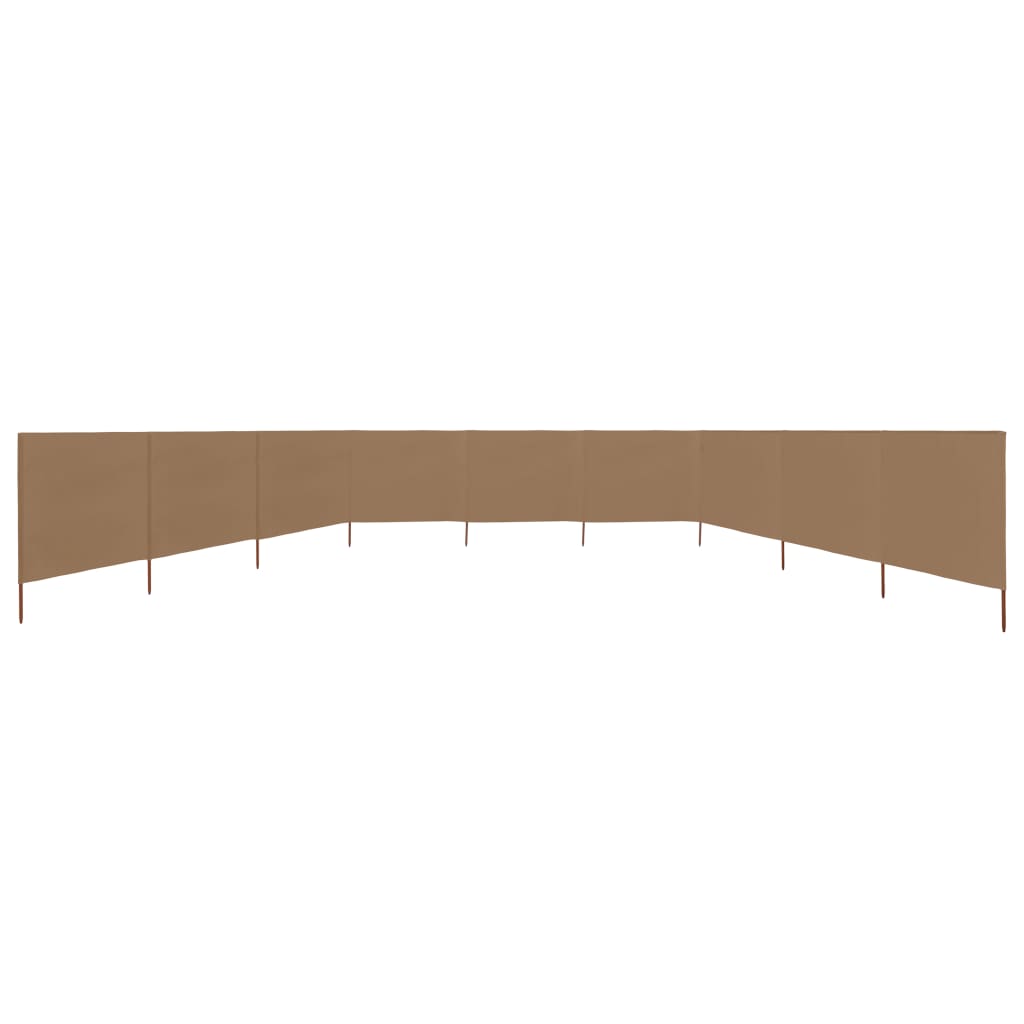 9dílná zástěna proti větru textil 1200 x 120 cm taupe