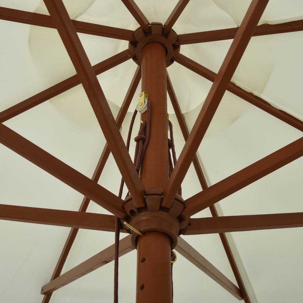 Zahradní slunečník s dřevěnou tyčí 330 cm pískově bílý