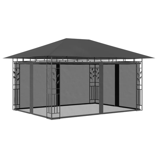 Altán s moskytiérou 4 x 3 x 2,73 m antracitový 180 g/m²