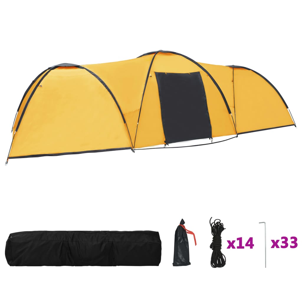 Kempingový stan iglů 650 x 240 x 190 cm pro 8 osob žlutý