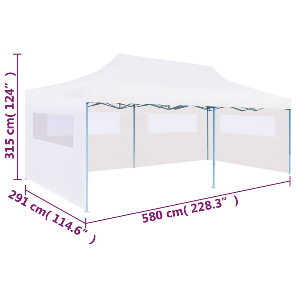 Skládací nůžkový stan s bočními stěnami 3 x 6 m ocel bílý