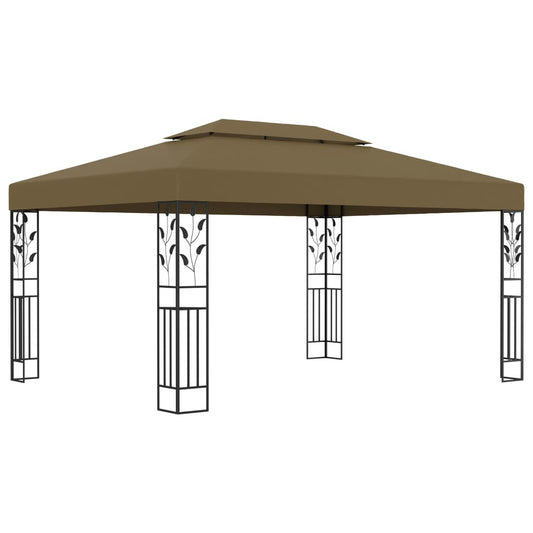 Altán s dvojitou střechou 3 x 4 m taupe 180 g/m²