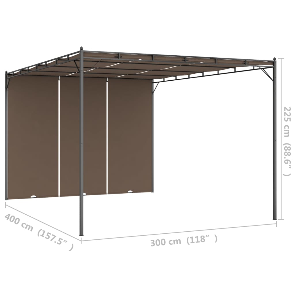 Zahradní altán s bočním závěsem 4 x 3 x 2,25 m taupe