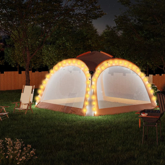 Party stan s LED 4 boční stěny 3,6x3,6x2,3 m šedý a oranžový