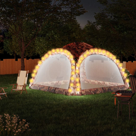 Party stan s LED světly 4 boční stěny 3,6x3,6x2,3 m maskáčový
