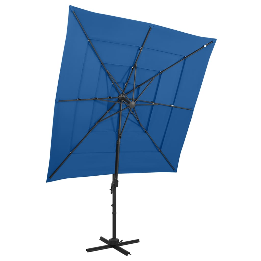 4stupňový slunečník s hliníkovou tyčí azurově modrý 250x250 cm