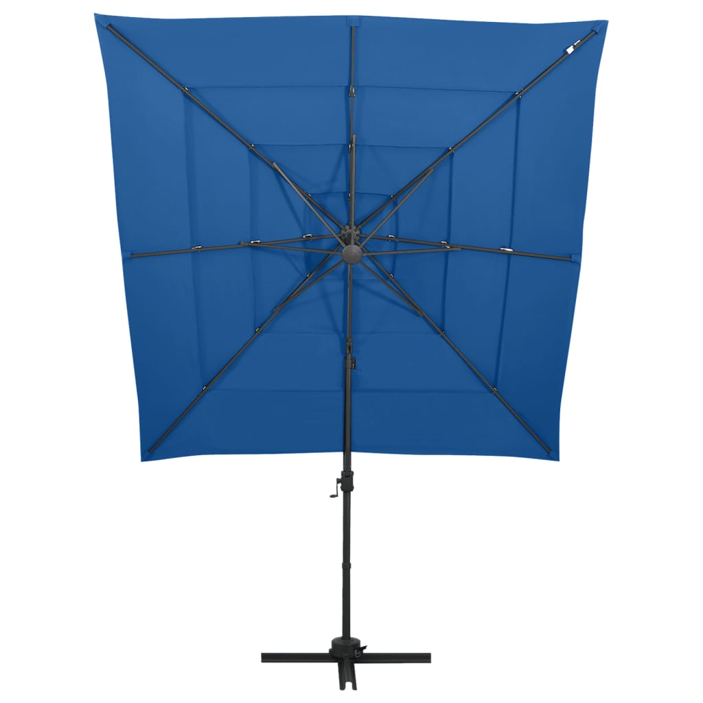 4stupňový slunečník s hliníkovou tyčí azurově modrý 250x250 cm