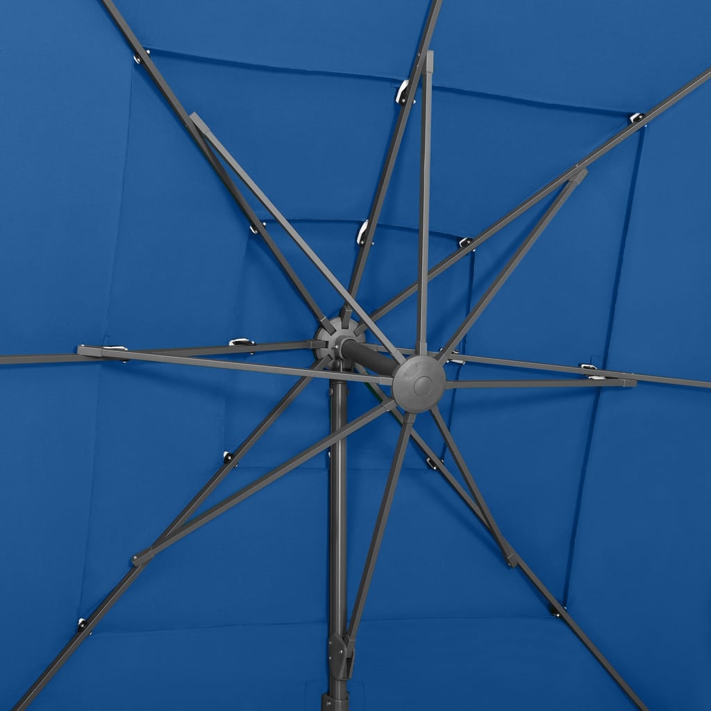 4stupňový slunečník s hliníkovou tyčí azurově modrý 250x250 cm