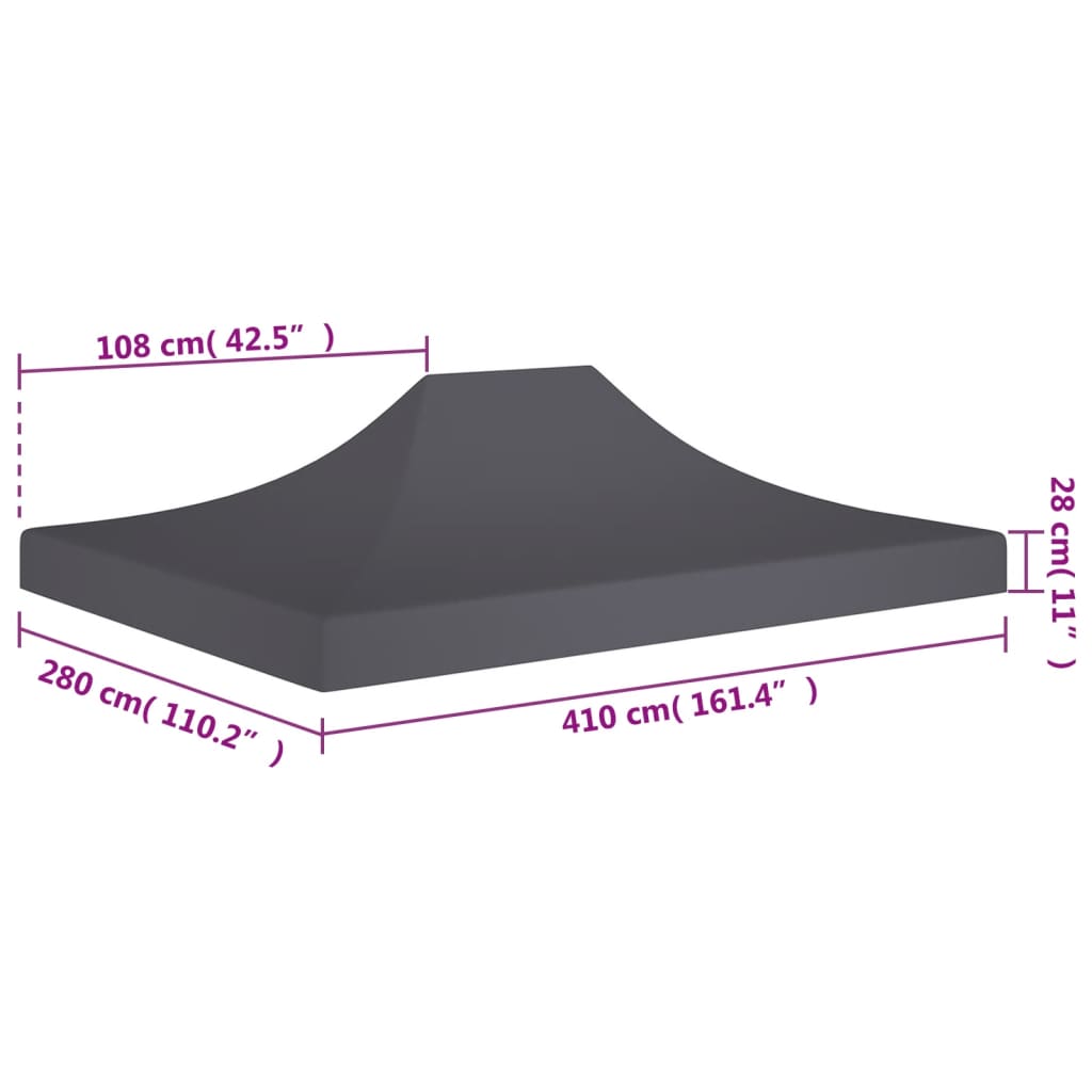 Střecha k party stanu 4 x 3 m antracitová 270 g/m²