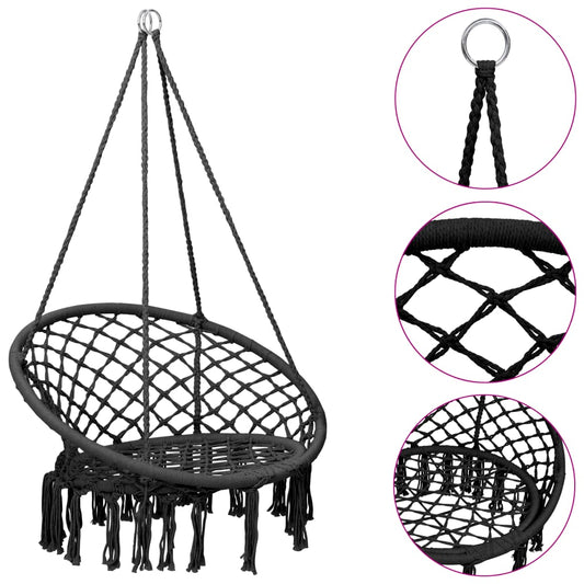 Závěsné houpací křeslo 80 cm antracitové