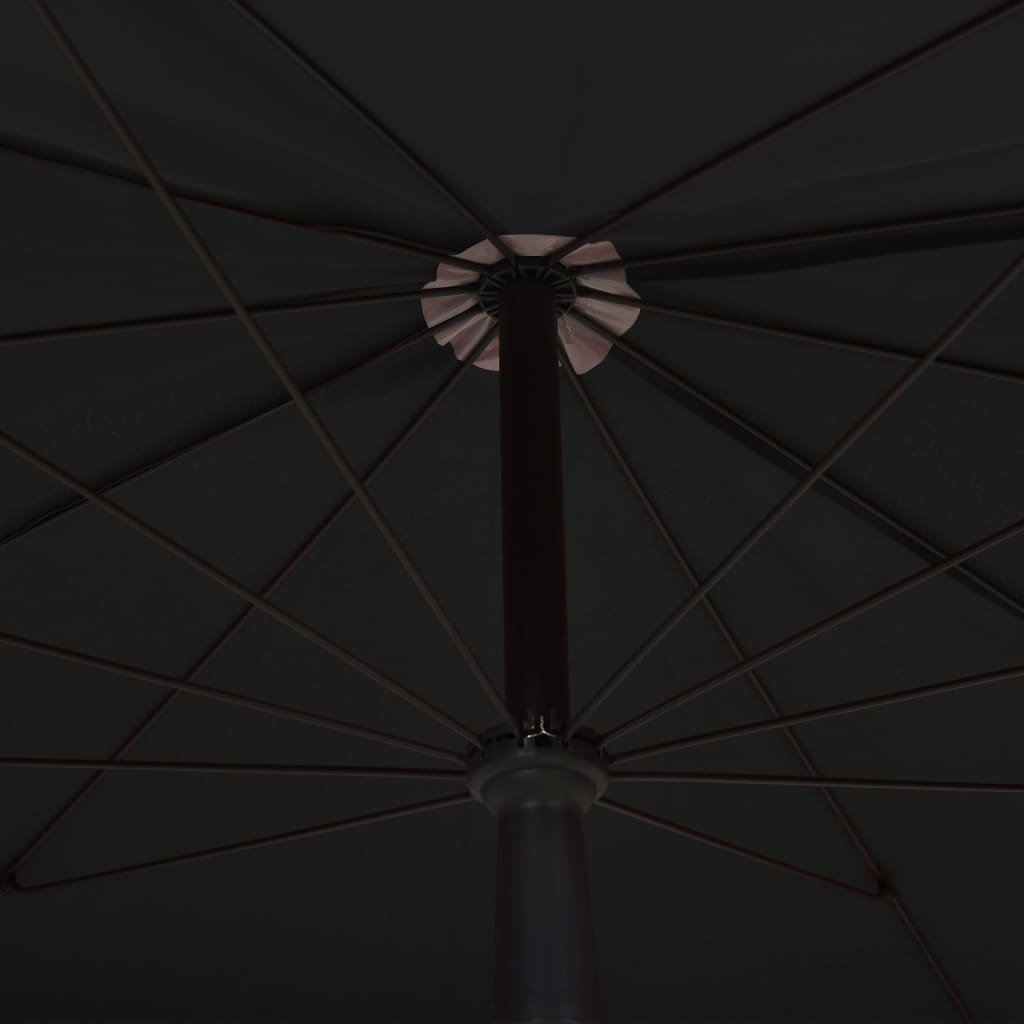 Zahradní slunečník s tyčí 200 x 130 cm černý