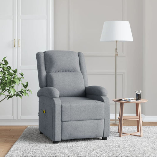 Masážní křeslo světle šedé textil