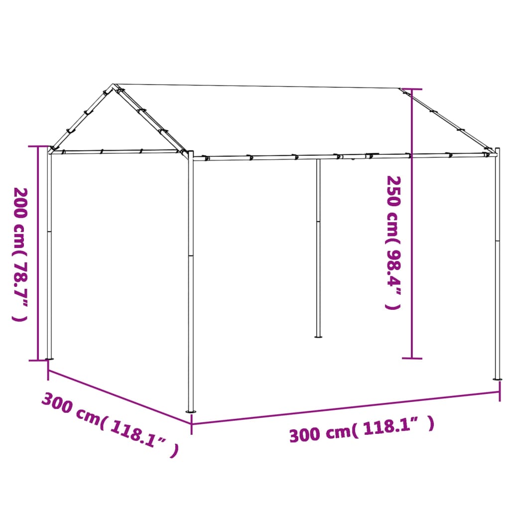 Stříška antracitová 3 x 3 m ocel a textil