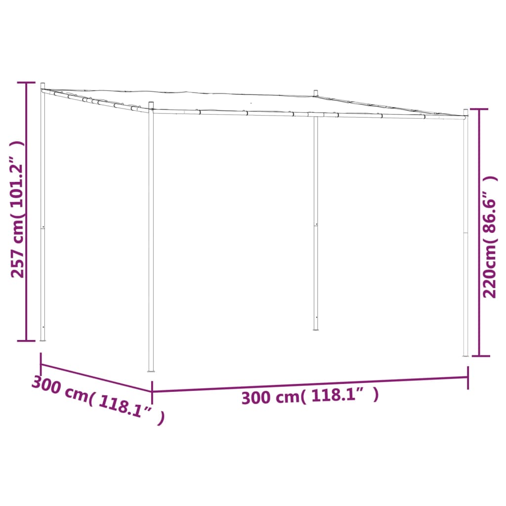 Altán taupe 3 x 3 m 180 g/m² hliník a ocel