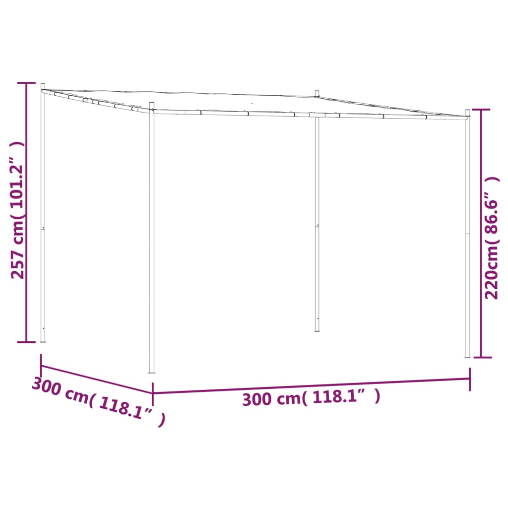 Altán béžový 3 x 3 m 180 g/m² textil a ocel