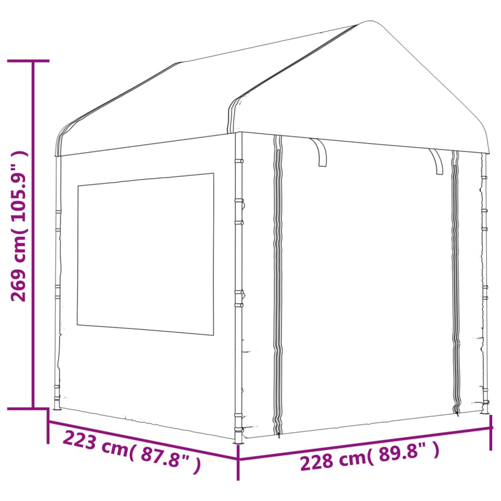 Altán se střechou bílý 2,28 x 2,23 x 2,69 m polyethylen