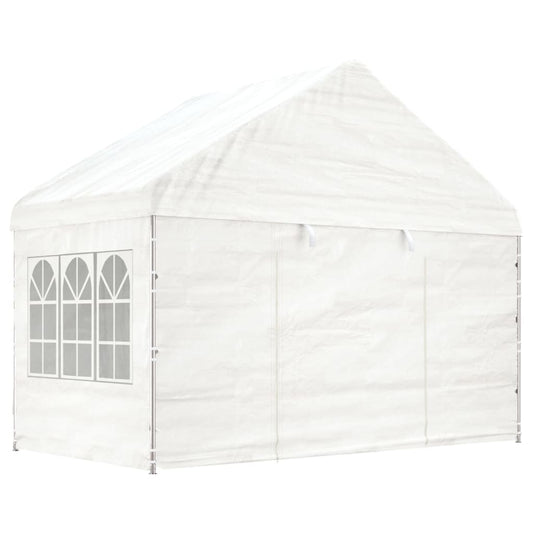Altán se střechou bílý 4,08 x 2,23 x 3,22 m polyethylen