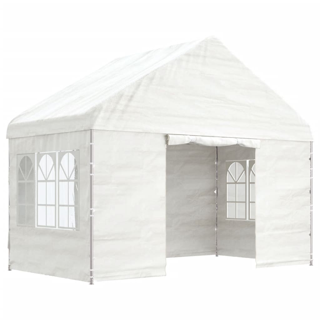 Altán se střechou bílý 4,08 x 2,23 x 3,22 m polyethylen