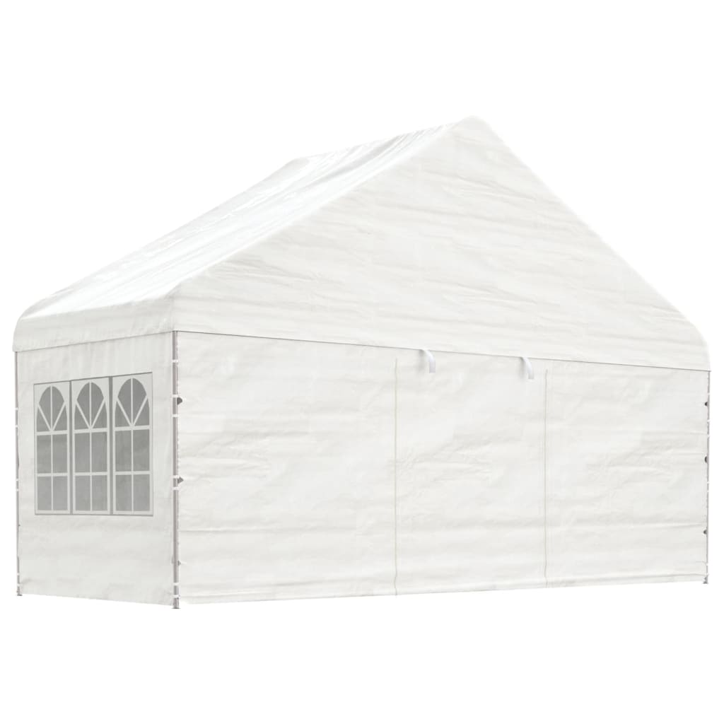 Altán se střechou bílý 5,88 x 2,23 x 3,75 m polyethylen