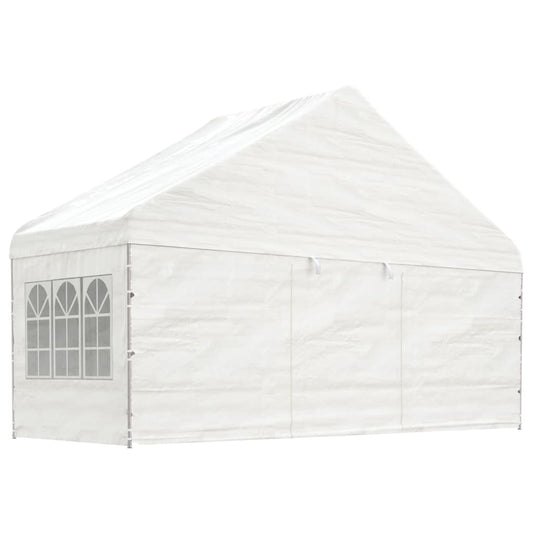 Altán se střechou bílý 5,88 x 2,23 x 3,75 m polyethylen