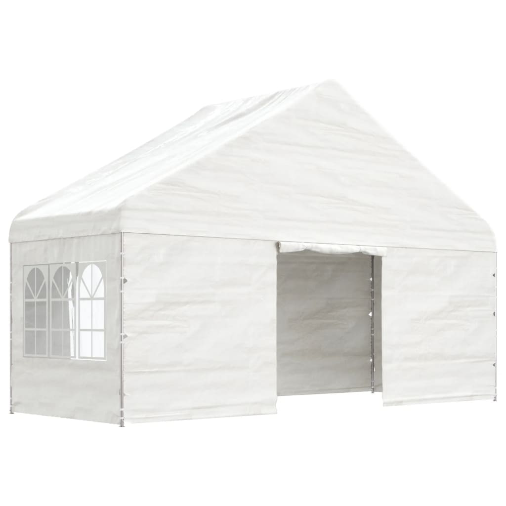 Altán se střechou bílý 5,88 x 2,23 x 3,75 m polyethylen