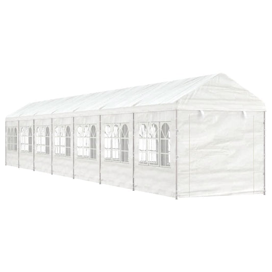 Altán se střechou bílý 15,61 x 2,28 x 2,69 m polyethylen