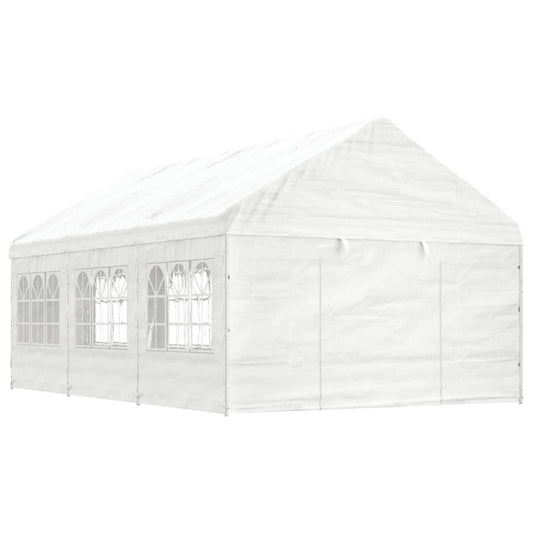 Altán se střechou bílý 6,69 x 4,08 x 3,22 m polyethylen