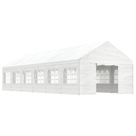 Altán se střechou bílý 13,38 x 4,08 x 3,22 m polyethylen