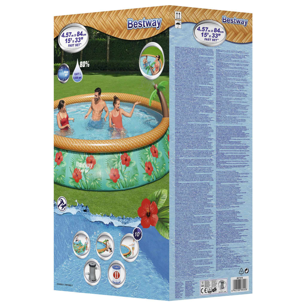 Bestway Nafukovací bazén Fast Set Paradise Palms 457 x 84 cm