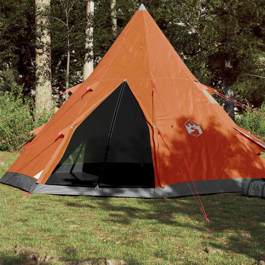 Kempingový stan týpí pro 4 osoby šedý a oranžový nepromokavý